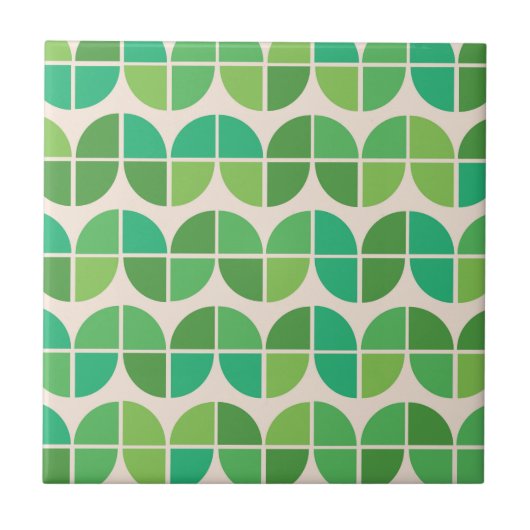 Mid Century Moderne geometrische groene vormen Tegeltje (Voorkant)