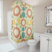 Mid Century Moderne Geometrische Kleur Douchegordijn (In situ)