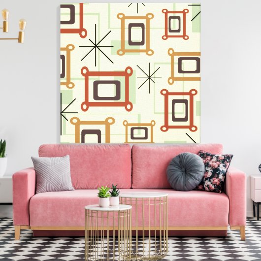 Mid Century Moderne Geometrische Kunst Canvas Afdruk (Insitu (Woonkamer))
