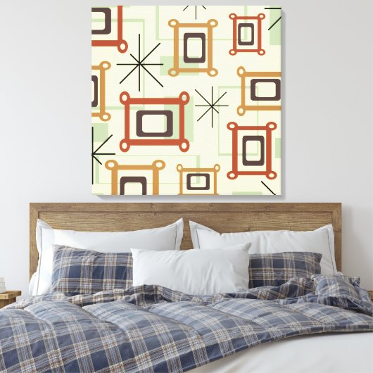 Mid Century Moderne Geometrische Kunst Canvas Afdruk (Insitu (Slaapkamer))