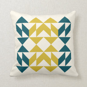 Mid Century Moderne Geometrische Kunstontwerp Blau Kussen