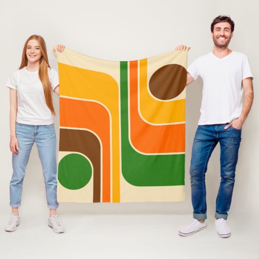 Mid Century Moderne Geometrische Ontwerp Fleece Deken (In situ)