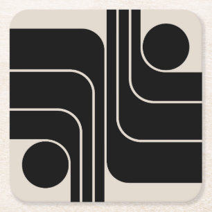 Mid Century Moderne Geometrische Ontwerp Kartonnen Onderzetters