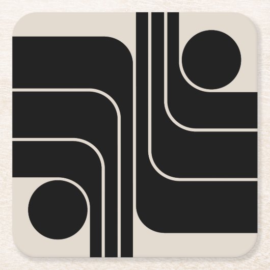 Mid Century Moderne Geometrische Ontwerp Kartonnen Onderzetters (Voorkant)