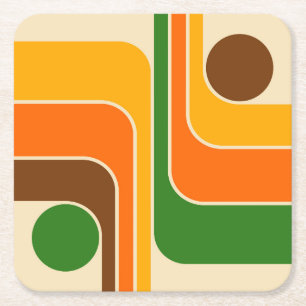 Mid Century Moderne Geometrische Ontwerp Kartonnen Onderzetters