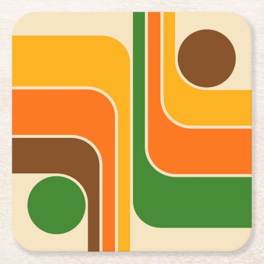 Mid Century Moderne Geometrische Ontwerp Kartonnen Onderzetters (Voorkant)
