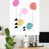 Mid Century Moderne Geometrische Ontwerp Poster (Thuiskantoor)