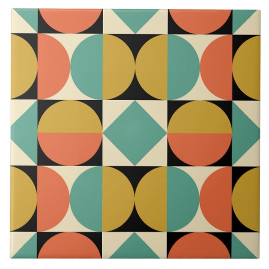 Mid Century Moderne Geometrische Ontwerp Tegeltje (Voorkant)