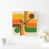 Mid Century Moderne Geometrische Ontwerp Vierkante Klok (Huis)