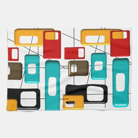 Mid-Century Moderne geometrische ontwerpcadeaus Theedoek (Horizontaal)