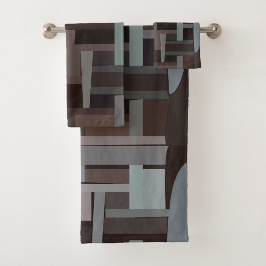 Mid Century Moderne Geometrische Patroon Bad Handdoek (Insitu)