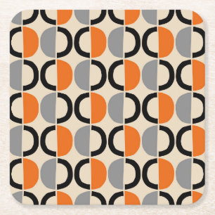 Mid Century Moderne Geometrische Patroon Kartonnen Onderzetters