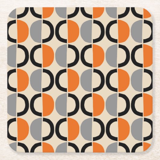 Mid Century Moderne Geometrische Patroon Kartonnen Onderzetters (Voorkant)