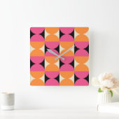 Mid Century Moderne Geometrische Patroon Vierkante Klok (Huis)