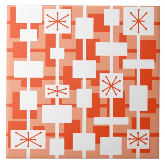 Mid Century Moderne Geometrische Peach Tegeltje (Voorkant)