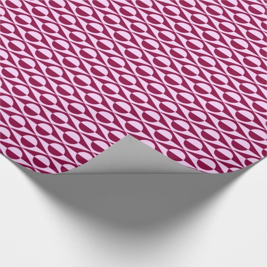 Mid-Century Moderne geometrische, roze en Bourgogn Cadeaupapier (Hoek)