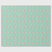 Mid Century Moderne Groene en Roze Patroon Cadeaupapier (Vlak)
