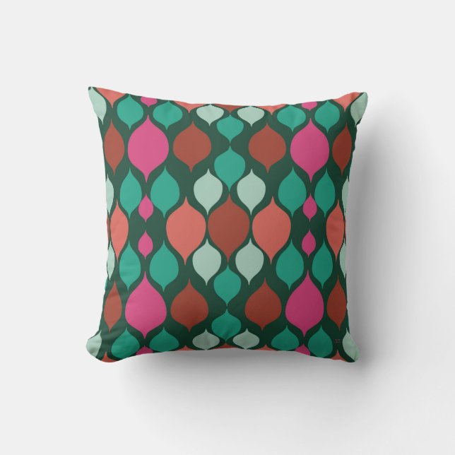 Mid Century Moderne Groene Geometric Kussen (Voorkant)