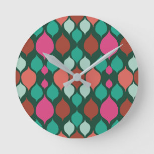 Mid Century Moderne Groene Geometric   Ronde Klok