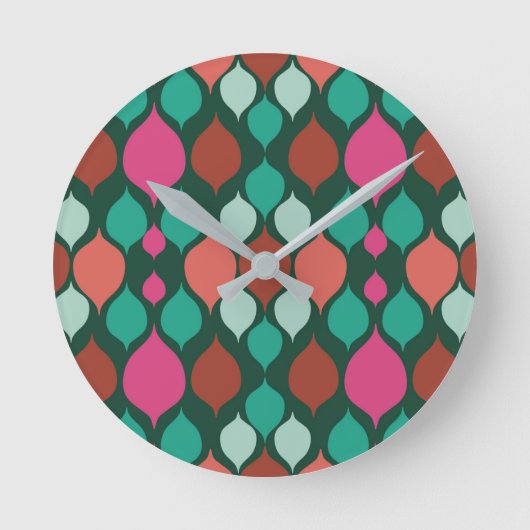 Mid Century Moderne Groene Geometric Ronde Klok (Voorkant)