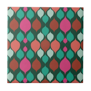 Mid Century Moderne Groene Geometric Tegeltje
