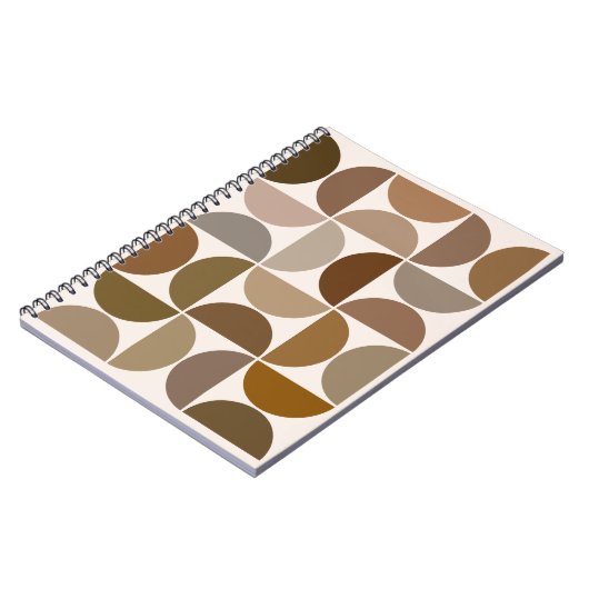 Mid-Century Moderne Halfcirkels Browns+Crème Notitieboek (Linkerzijde)