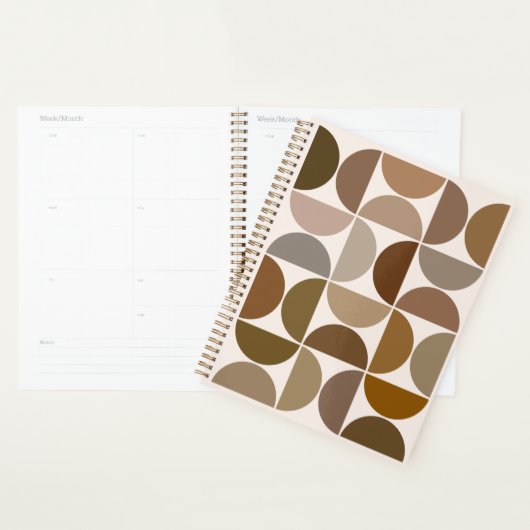 Mid-Century Moderne Halfcirkels Browns+Crème Planner (Display)