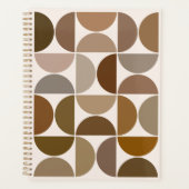 Mid-Century Moderne Halfcirkels Browns+Crème Planner (Voorkant)