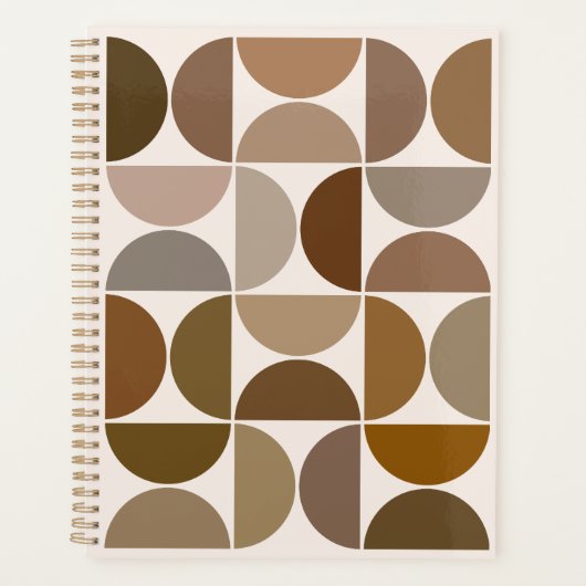 Mid-Century Moderne Halfcirkels Browns+Crème Planner (Voorkant)