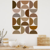Mid-Century Moderne Halfcirkels Browns+Crème Poster (Keuken)