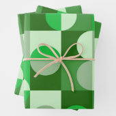 Mid Century Moderne Halve Cirkels Groen Grijs Inpakpapier Vel (In situ)