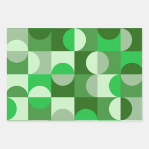 Mid Century Moderne Halve Cirkels Groen Grijs Inpakpapier Vel