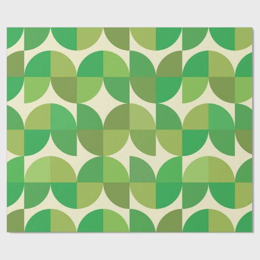 Mid Century Moderne halve cirkels patroon groen Cadeaupapier (Vlak)