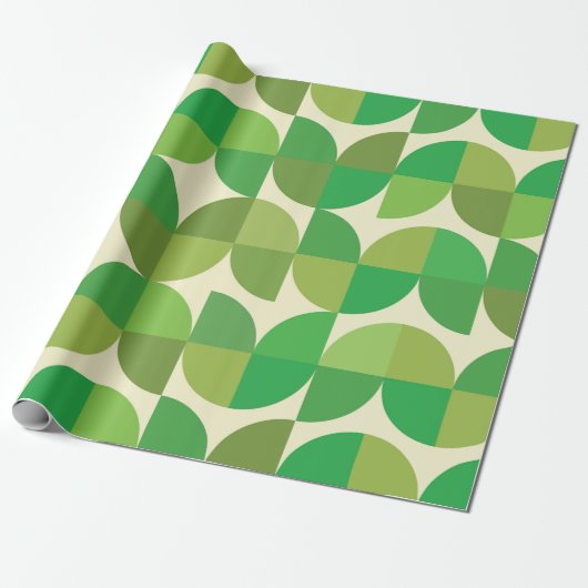Mid Century Moderne halve cirkels patroon groen Cadeaupapier (Uitgerold)