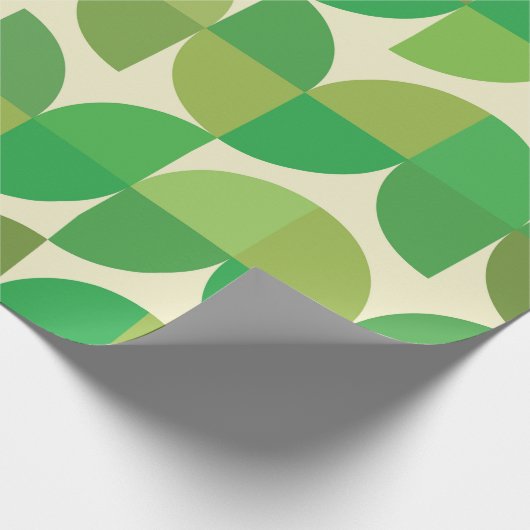 Mid Century Moderne halve cirkels patroon groen Cadeaupapier (Hoek)