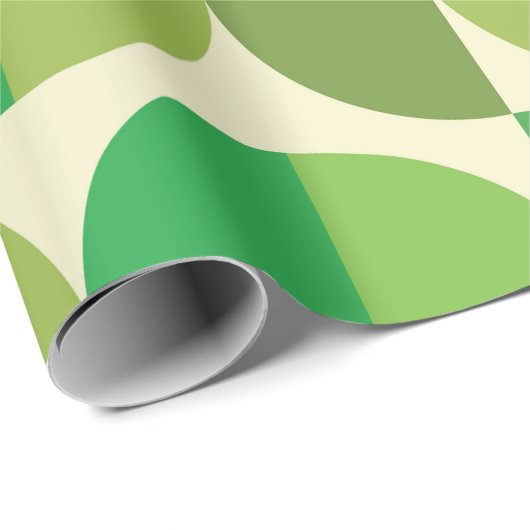 Mid Century Moderne halve cirkels patroon groen Cadeaupapier (Rol Hoek)