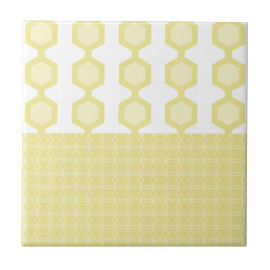 Mid Century Moderne Hexagons Pastel Geel Tegeltje (Voorkant)