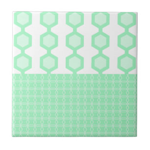 Mid Century Moderne Hexagons Pastel Groen Tegeltje