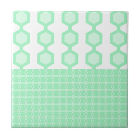 Mid Century Moderne Hexagons Pastel Groen Tegeltje (Voorkant)