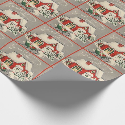 Mid Century Moderne Home Sleigh Cadeaupapier (Hoek)