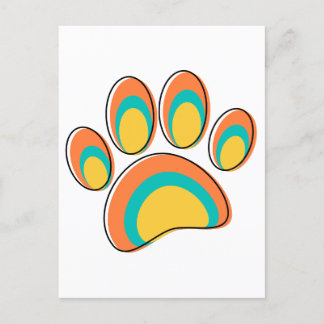 Mid Century Moderne Hond Paw Print Briefkaart