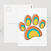 Mid Century Moderne Hond Paw Print Briefkaart (Voorkant / Achterkant)