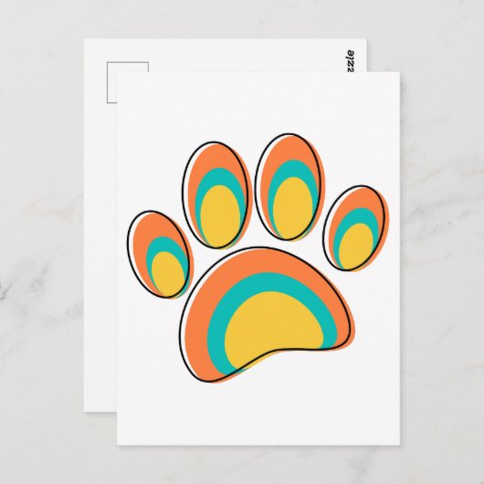 Mid Century Moderne Hond Paw Print Briefkaart (Voorkant / Achterkant)