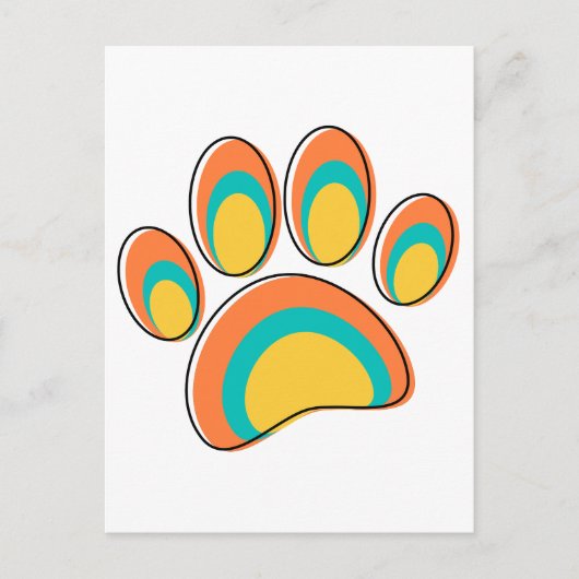 Mid Century Moderne Hond Paw Print Briefkaart (Voorkant)