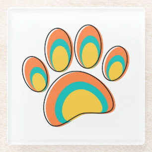 Mid Century Moderne Hond Paw Print Glazen Onderzetter