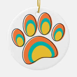 Mid Century Moderne Hond Paw Print Keramisch Ornament