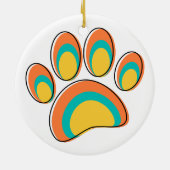 Mid Century Moderne Hond Paw Print Keramisch Ornament (Achterkant)