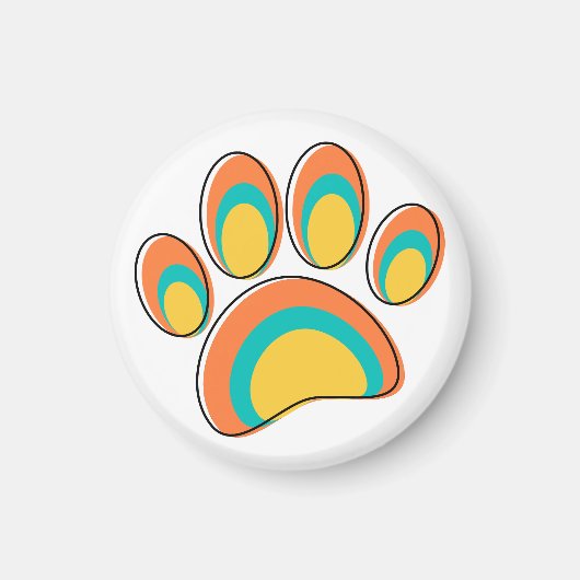 Mid Century Moderne Hond Paw Print Magneet (Voorkant)
