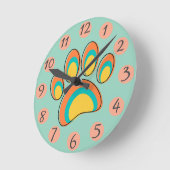 Mid Century Moderne Hond Paw Print Ronde Klok (Hoek)