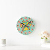 Mid Century Moderne Hond Paw Print Ronde Klok (Huis)